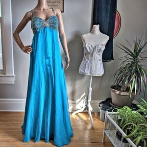 NWT Vintage Y2K Dave & Johnny Prom Gown Beaded Sequin Mermaid Maxi Dress Size 15